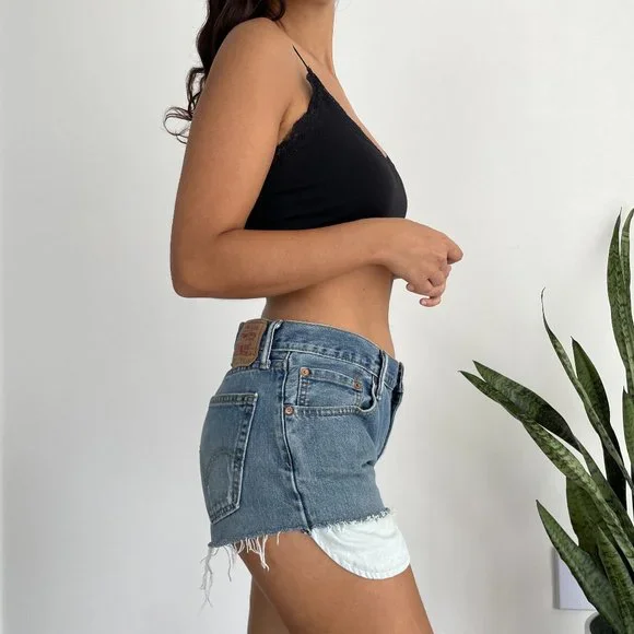 Vintage Levi's 505 mid rise denim cutoff jean shorts - Picture 2 of 11